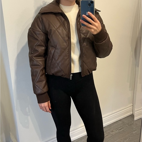 Faux Leather Bomber Jacket - Picture 3 of 4
